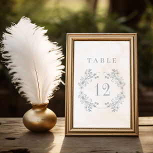 Numéro De Table Mariage de monogramme bleu Dusty Vintage