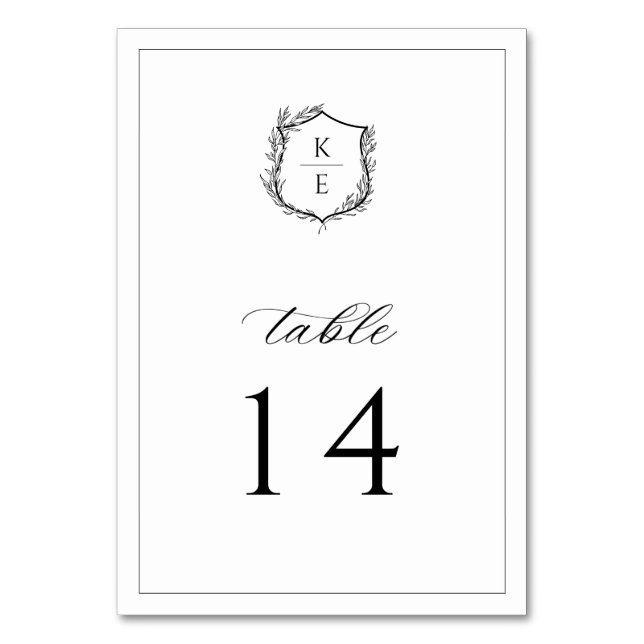 Numéro De Table Mariage de monogramme de crête botanique (Par défaut)