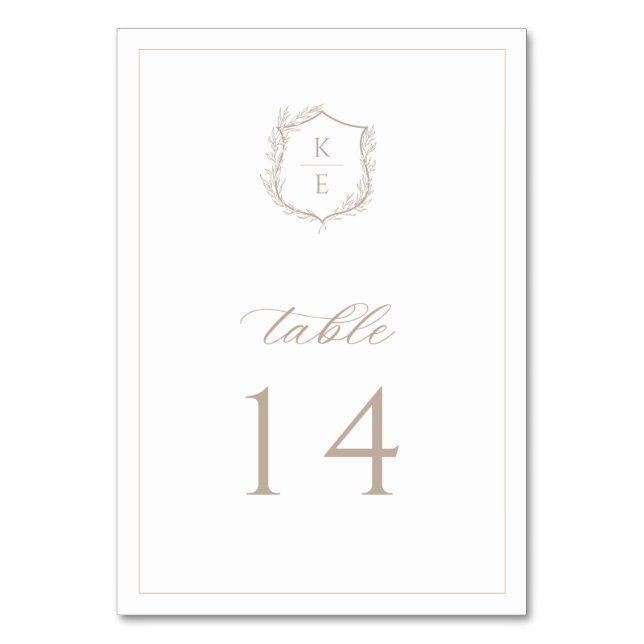 Numéro De Table Mariage de monogramme de crête botanique (Par défaut)