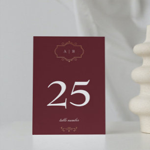Numéro De Table mariage de monogramme de la crête d'or classique b