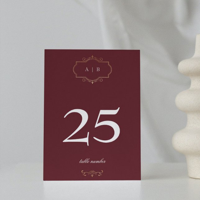 Numéro De Table mariage de monogramme de la crête d'or classique b (Créateur téléchargé)