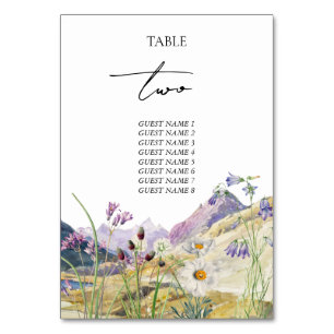 Numéro De Table Mariage de montagne Rustique Fleur sauvage aquarel
