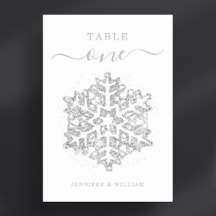 Numéro De Table Mariage de Noël d'hiver Silver
