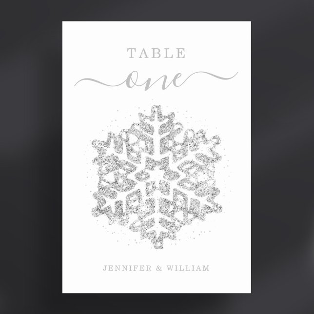 Numéro De Table Mariage de Noël d'hiver Silver (Winter Christmas Holiday Wedding Silver Table Number)