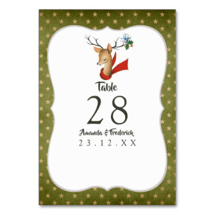 Numéro De Table Mariage de Noël Renne Rétro Vintage