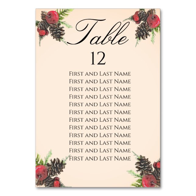 Numéro De Table Mariage de Noël Vintage  (Par défaut)