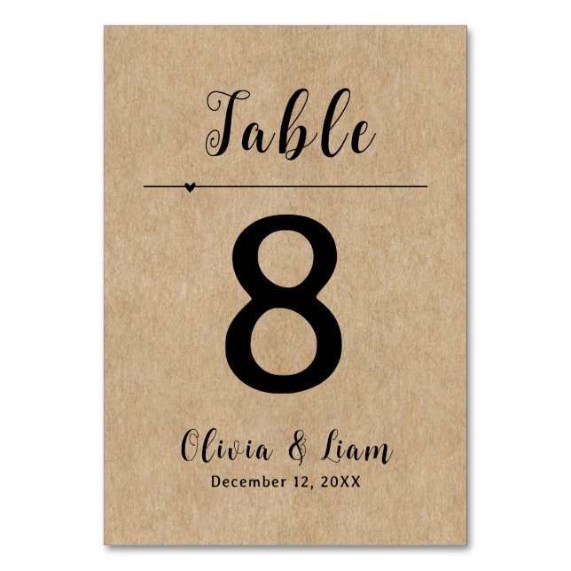 Numéro De Table Mariage de papier rustique (Par défaut)
