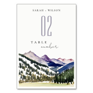 Numéro De Table Mariage de paysage de la montagne des neiges roche