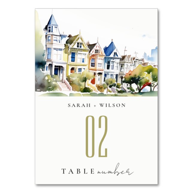 Numéro De Table Mariage de paysage peint Mesdames San Francisco (Par défaut)