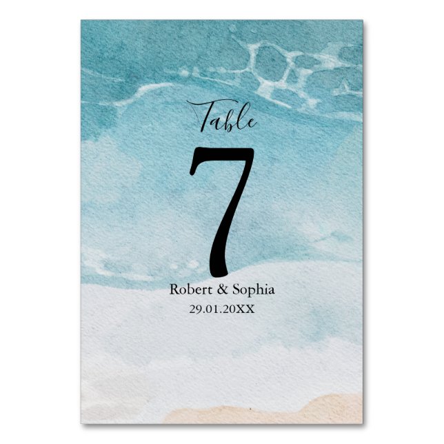 Numéro De Table Mariage de plage bleu estival (Par défaut)