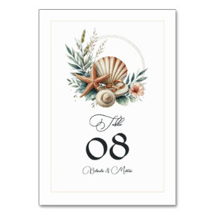 Numéro De Table Mariage de plage Chic Côté Mer
