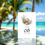 Numéro De Table Mariage de plage Coastal Chic<br><div class="desc">Ajoutez une touche d'élégance à votre réception avec cette carte de numéro de table mariage "Coastal Chic". Doté d'un bel agencement de coquillages, d'étoiles de mer et de verdure, ce design allie harmonieusement charme côtier et raffinement. Parfait pour les mariages de plage ou de tropicale, cette carte vous aide à...</div>