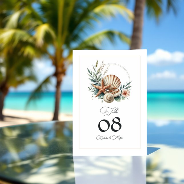 Numéro De Table Mariage de plage Coastal Chic (Coastal Chic Beach Wedding Table Number)