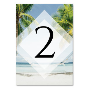 Numéro De Table Mariage de plage de palmiers tropicaux