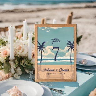 Numéro De Table Mariage de plage Vintage tropical
