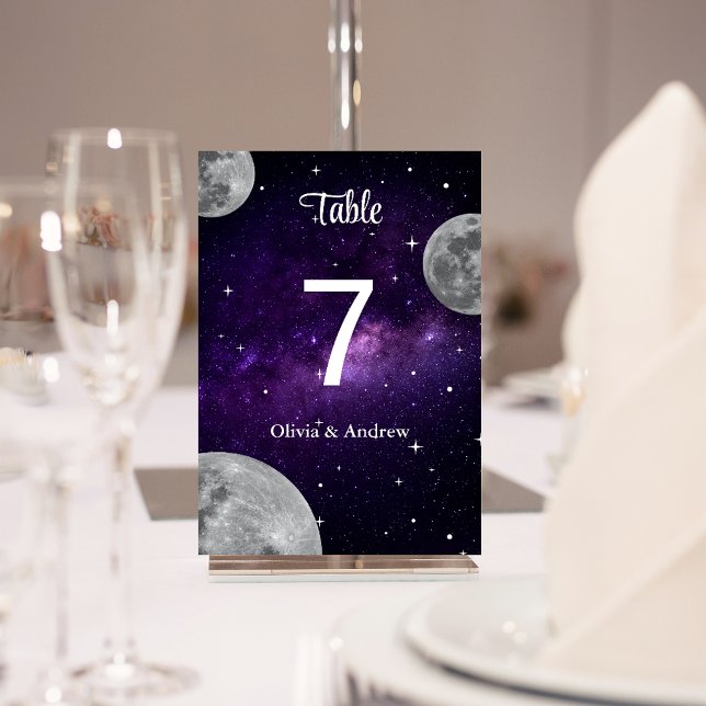 Numéro De Table Mariage de Pleine lune moderne Starry Night (Créateur téléchargé)