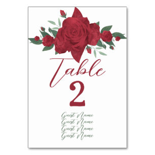 Numéro De Table Mariage de Red Roses Boho