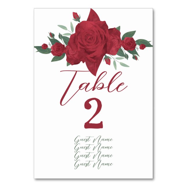 Numéro De Table Mariage de Red Roses Boho (Dos)