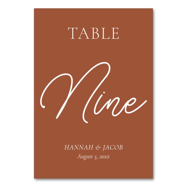 Numéro De Table Mariage de rouille orange brûlé neuf (Par défaut)