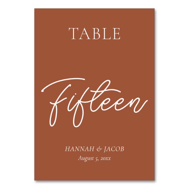 Numéro De Table Mariage de rouille orange brûlée Quinze (Par défaut)