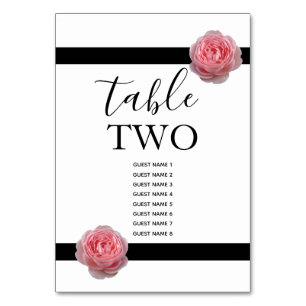 Numéro De Table Mariage de ruban noir rose