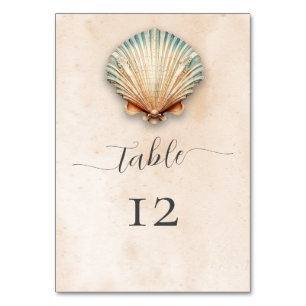 Numéro De Table Mariage de sable de coquillage moderne
