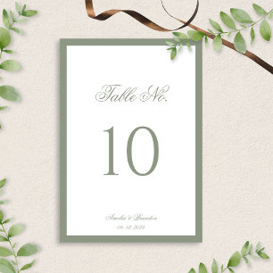 Numéro De Table Mariage de script de bordure vert de la taille cla