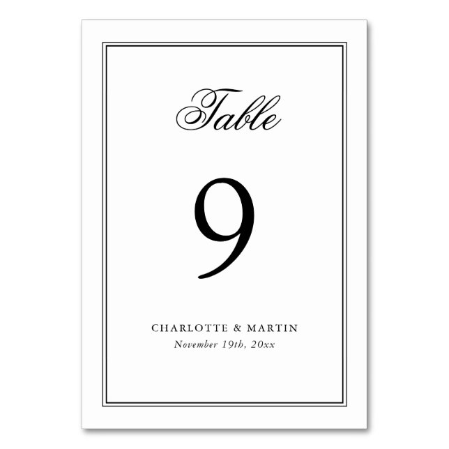 Numéro De Table Mariage de script de trame noir et blanc (Par défaut)