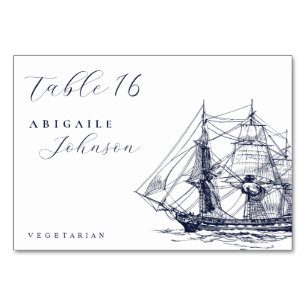 Numéro De Table Mariage de script d'illustration de navire nautiqu