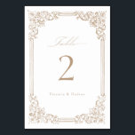 Numéro De Table Mariage de script élégant pour cadre Vintage neutr<br><div class="desc">Elégant design vintage cadre décoratif bordure avec script élégant dans la couleur or couleur terre couleur beige,  simple et classique,  grandes cartes de table mariage pour mariage classique moderne,  mariage vintage romantique,  et mariage traditionnel formel. Voir toutes les pièces correspondantes dans la collection.</div>