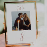Numéro De Table Mariage de script manuscrit moderne photo<br><div class="desc">Un élégant script de calligraphie écrit à la main dans une couleur rose vif avec la photo en fait un excellent ajout et de conserver à votre table mariage. Personnalisez facilement votre photo et votre numéro de choix.</div>