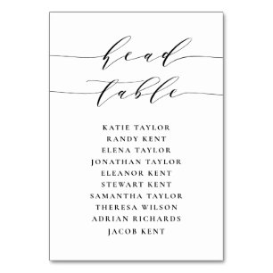 Numéro De Table Mariage de script minimaliste noir