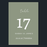 Numéro De Table Mariage de script minimaliste Sage vert personnali<br><div class="desc">Élégant Sage Green Script Personnalisé Carte Numéro de table</div>