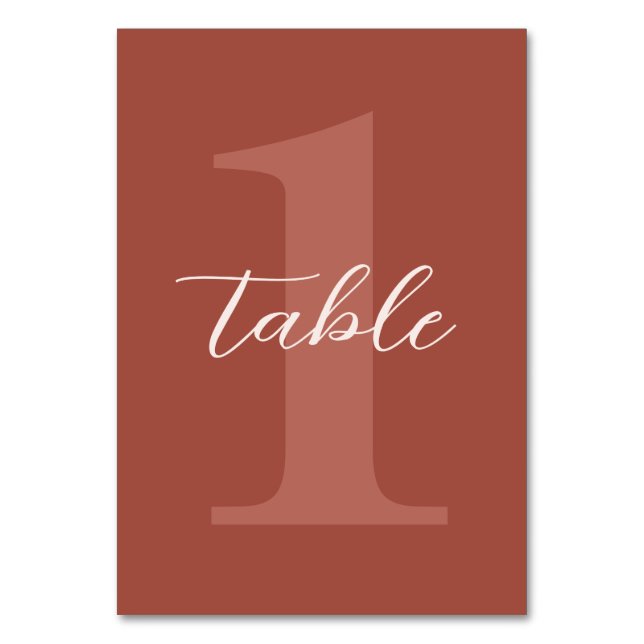 Numéro De Table Mariage de script moderne en terre cuite (Par défaut)