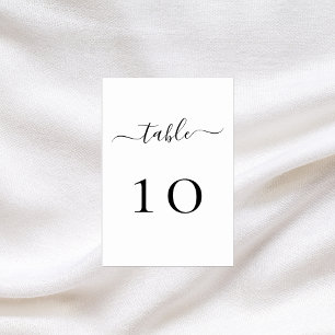 Numéro De Table Mariage de script noir blanc