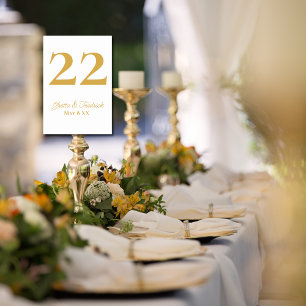 Numéro De Table Mariage de script or d'élégance simple intemporell