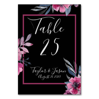 Numéro De Table Mariage de script romantique noir et rose