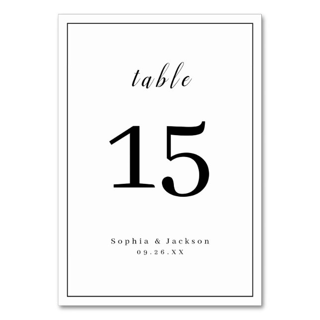 Numéro De Table Mariage de script romantique simple (Dos)