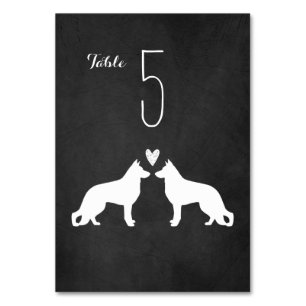 Numéro De Table Mariage de silhouettes de chien berger allemand bl