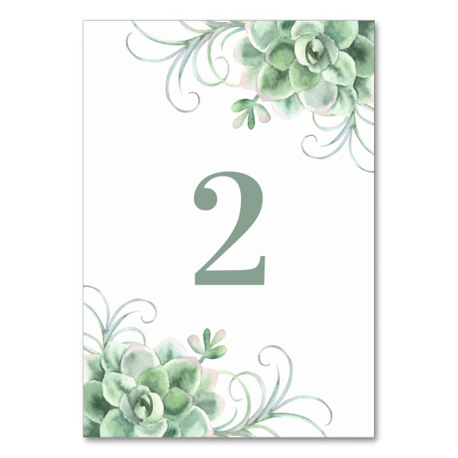 Numéro De Table Mariage de succulentes. Cactus vert. Cactus à l'aq (Par défaut)