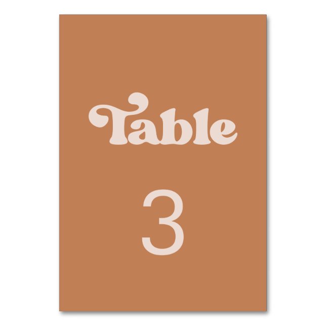 Numéro De Table Mariage de sucre brun rétro élégant (Par défaut)