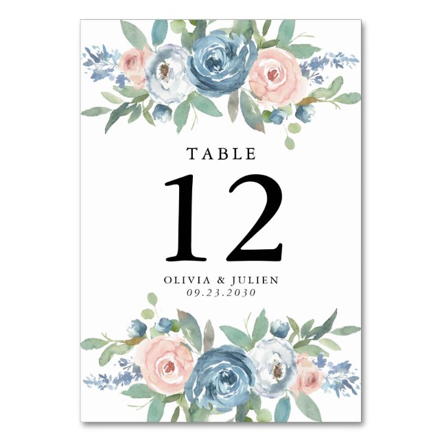 Numéro De Table Mariage de table Dusty Blue & Blush Rose (Par défaut)