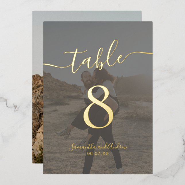 Numéro de table mariage de tableau élégant Gold (Recto/Verso)