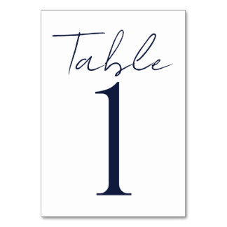 Numéro De Table Mariage de texte bleu foncé simple