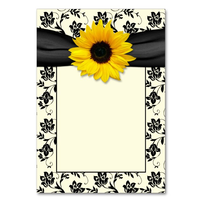 Numéro De Table Mariage de tournesol à crème noire jaune Damask (Par défaut)