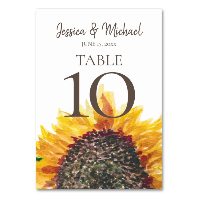 Numéro De Table Mariage de tournesol Brown jaune (Par défaut)