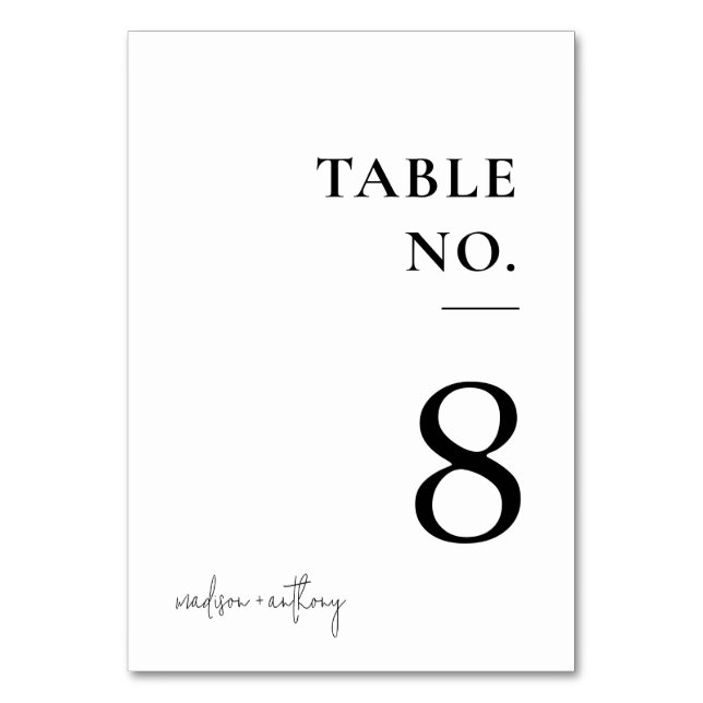 Numéro De Table Mariage de typographie chic (Par défaut)