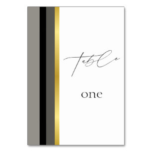 Numéro De Table Mariage de typographie Elegant Black Grey Gold Str