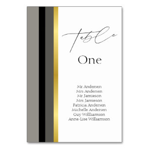 Numéro De Table Mariage de typographie Elegant Black Grey Gold Str
