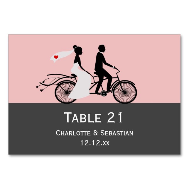 Numéro De Table Mariage De Vélos Cute Tandem (Devant)